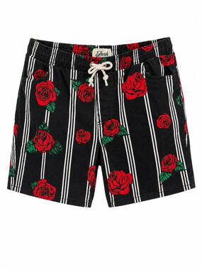 Rose Stripe Goth Emo Skater Shorts Fresh Prints Stretch Twill XL